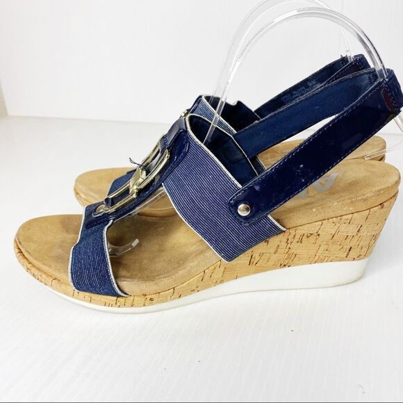 AK Sport but Anne Klein Sling Back Open Toe Wedges 9.5 - Picture 4 of 8